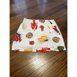 Bailey Rose Lobster Fig Print Mini Skirt Cream Mediterranean Linen Blend Small